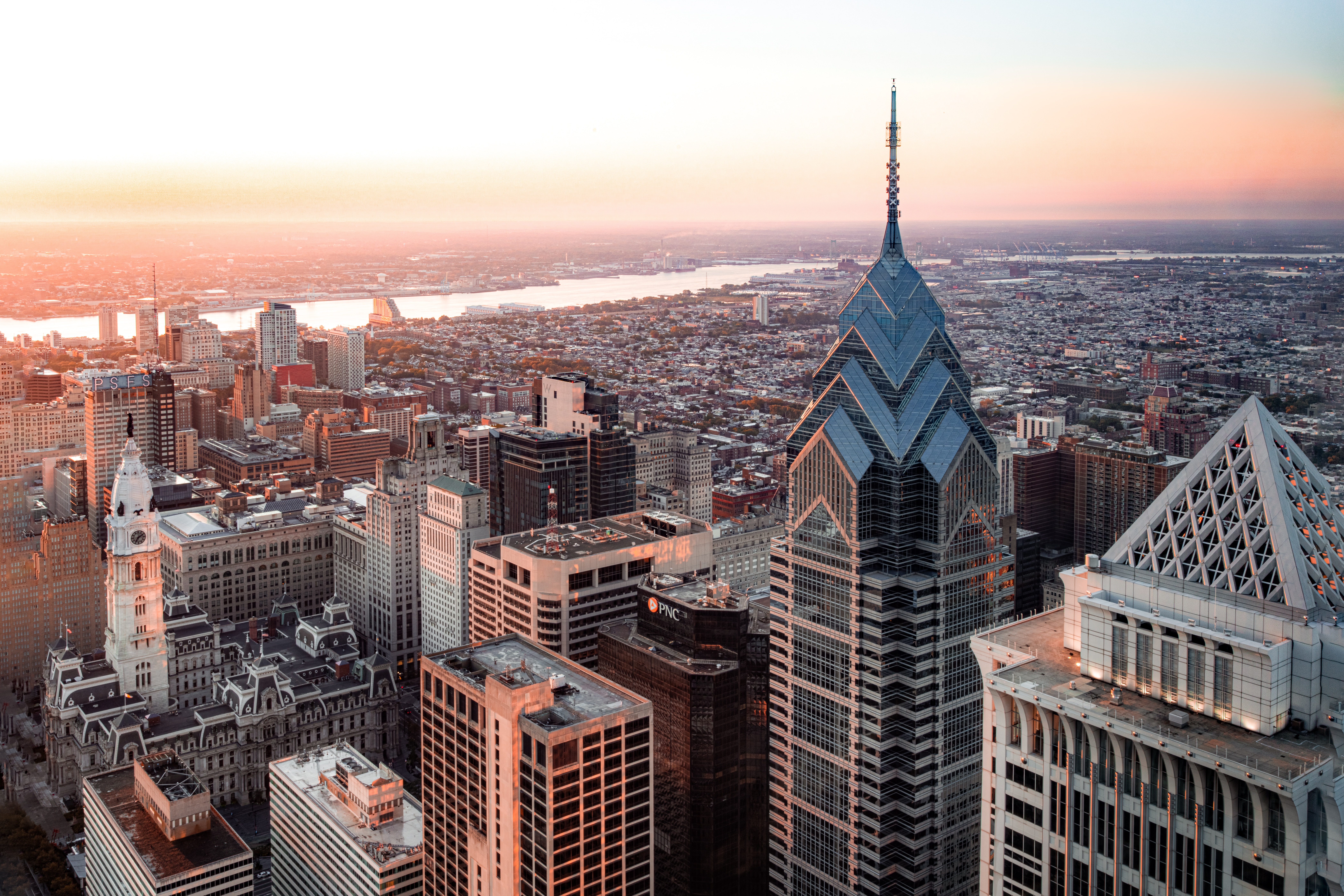 Aerial view of city of Philadelphia, PA