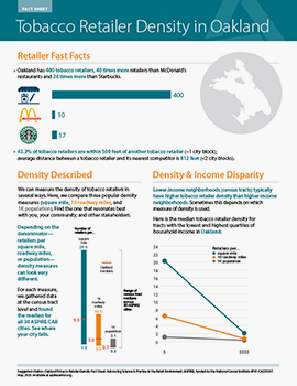 Cover of Oakland Retailer Density Fact Sheet